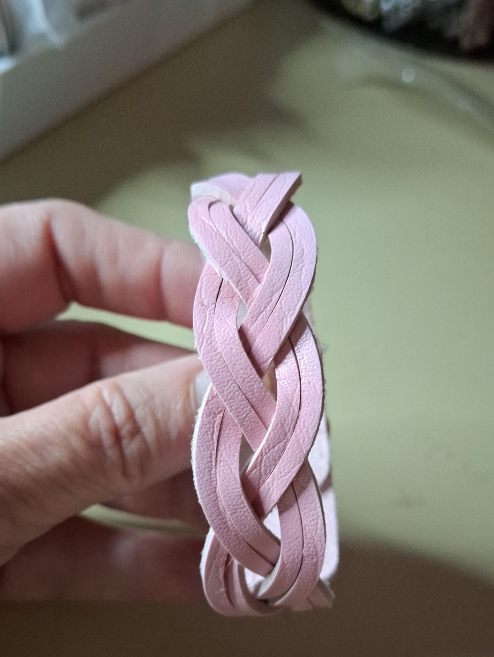 Braided Pleather Bracelet - Light Pink